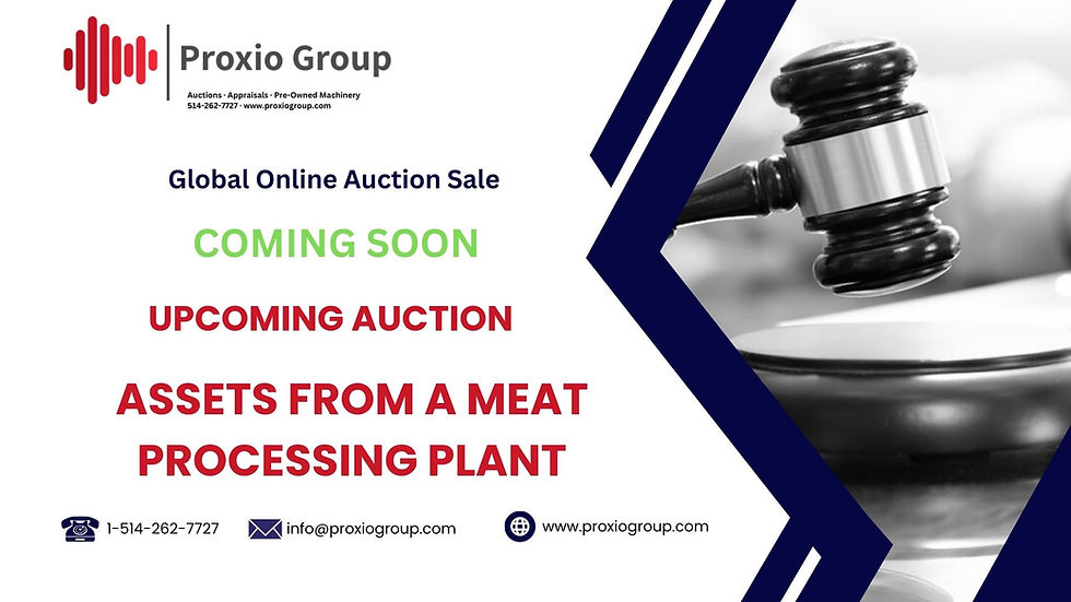 COMING SOON -Auction Sale of Assets from a Meat Processing Plant