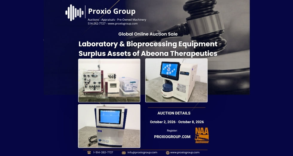 Laboratory & Bioprocessing Equipment Surplus Assets of Abeona Therapeutics Auction Sale