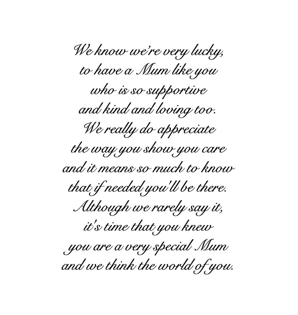 We know we're very lucky