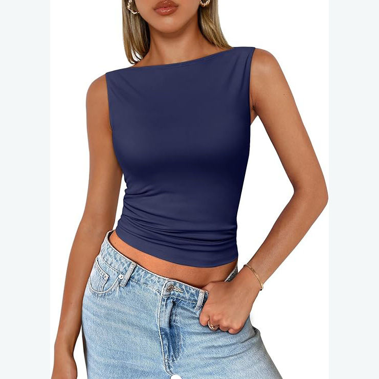 Miniaturbild: Ärmelloses Damen-Camisole-Top mit eckigem Ausschnitt