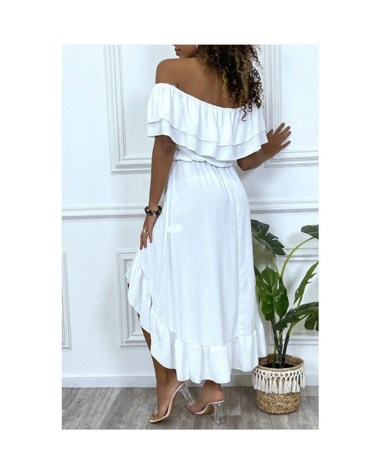 Miniature : Robe fluide à volants blanche