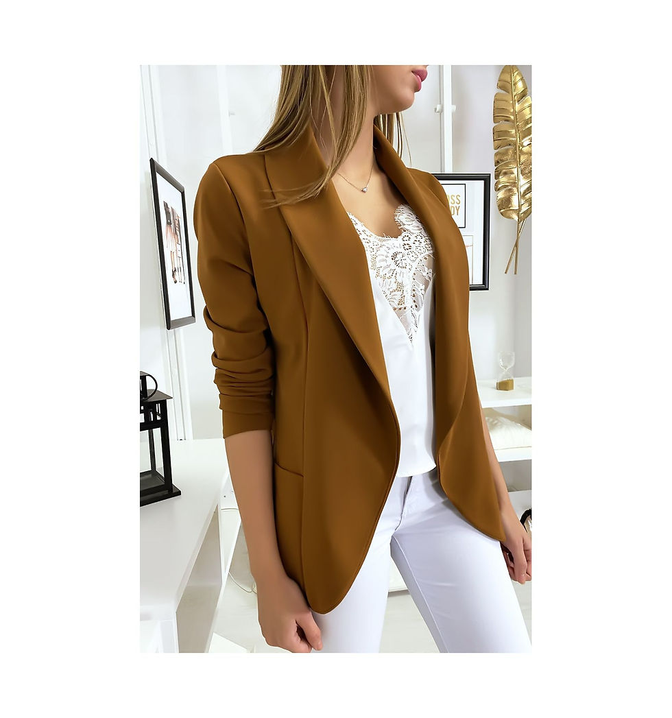 Miniature : Veste Blazer Evy camel avec poches