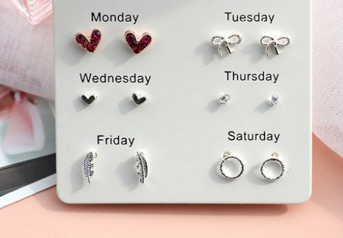 Lot de 6 paires de Boucles d'Oreilles à clous