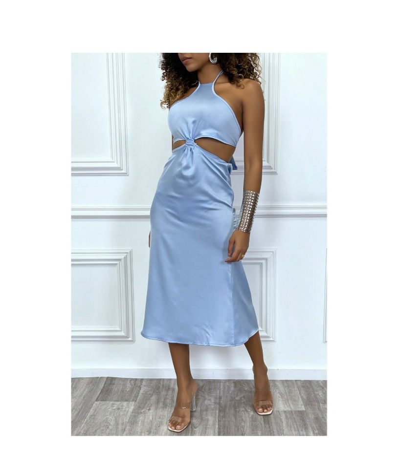  Robe satinée Bleu 