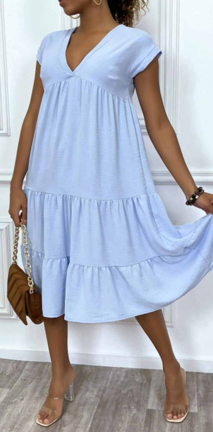 Miniature : Robe fluide mi longue bleu