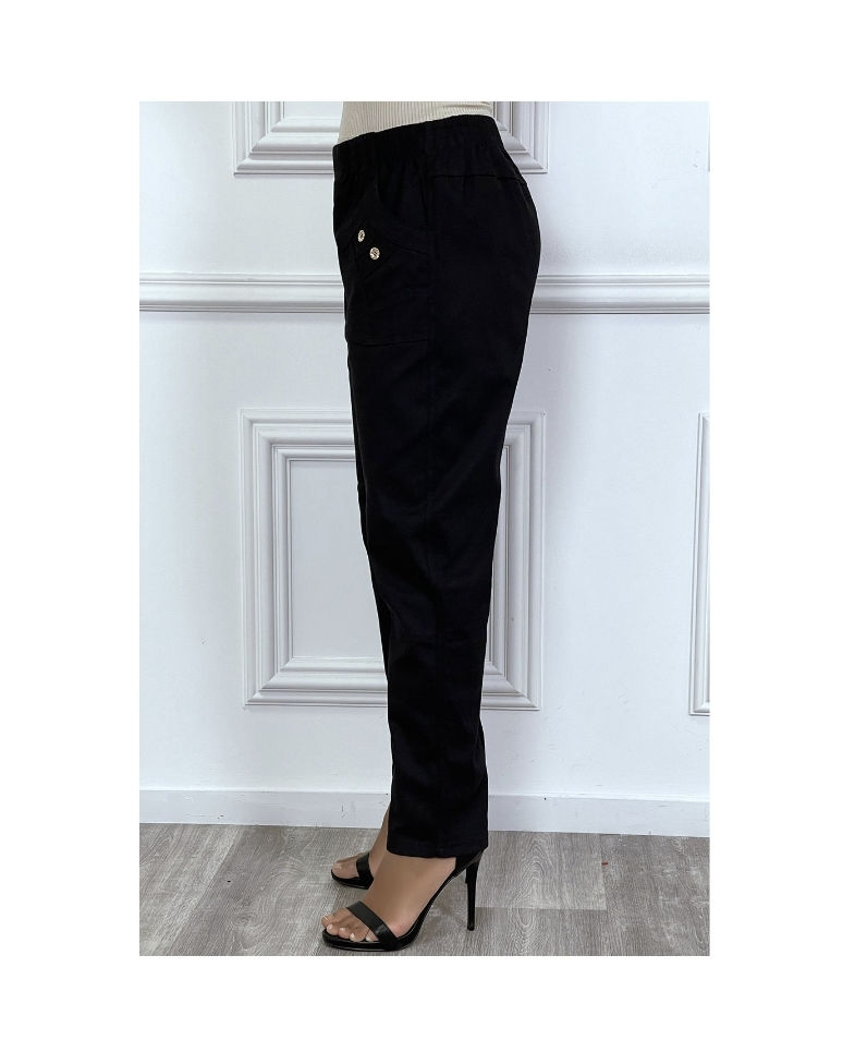 Miniature : Pantalon noir coupe cigarette ceinture élastique