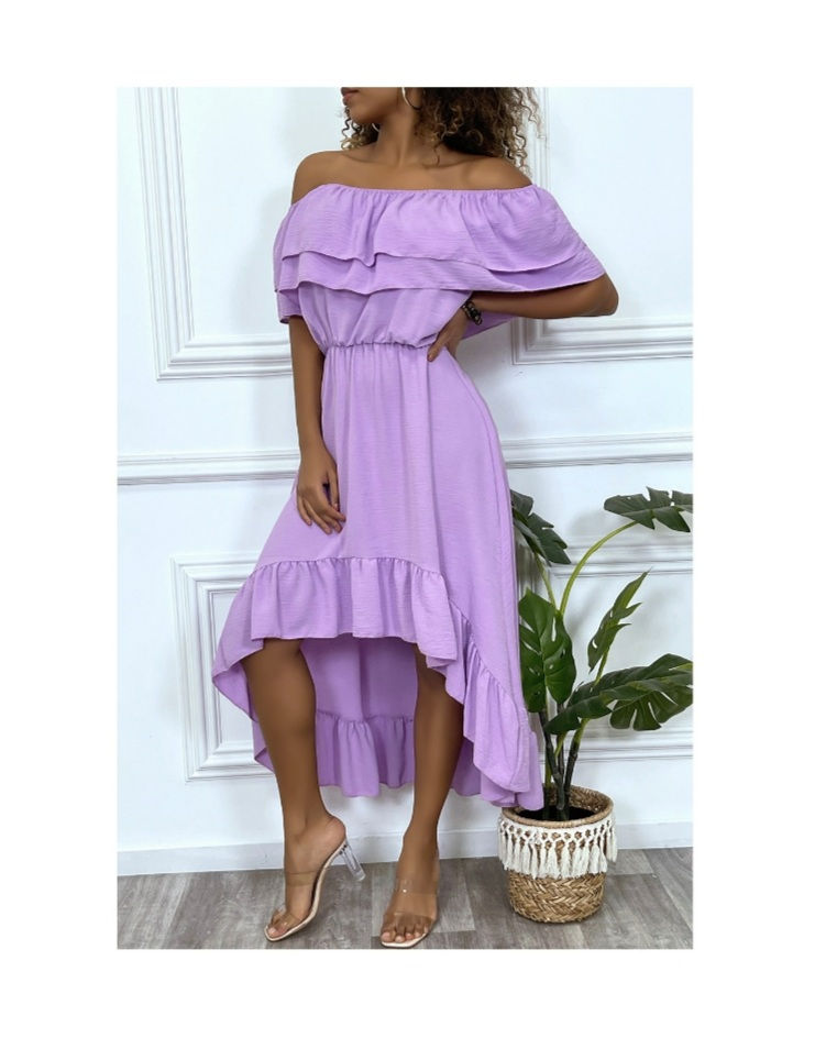 Robe fluide à volants lila
