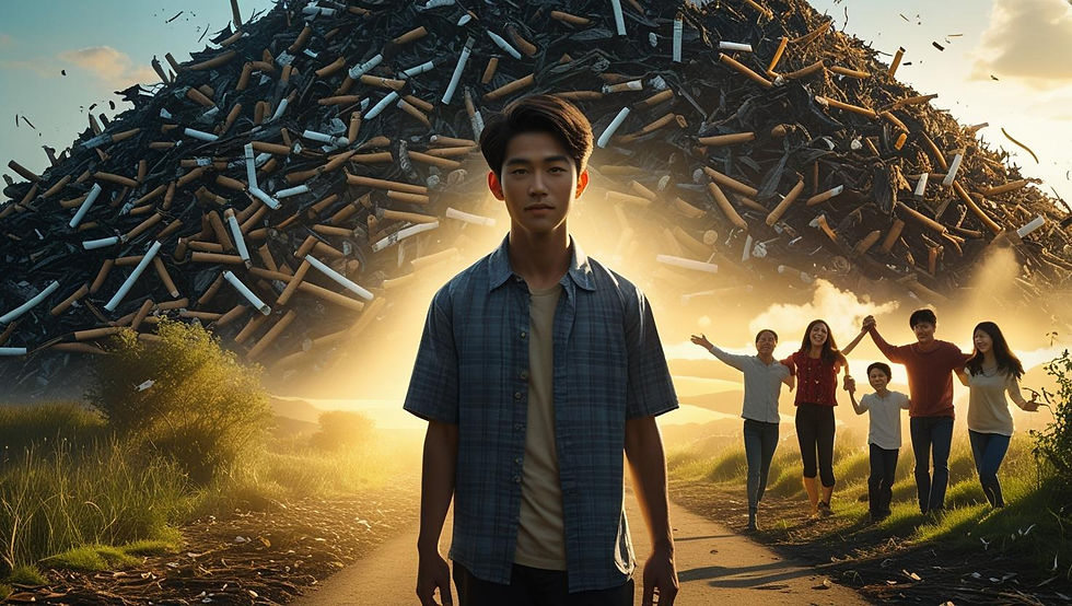 PRODUZIR UMA IMAGEM 16_9 COM UM MOÇO GENÉRICO ONDE ELE ESTÁ NUM CAMINHO QUE ATRAS DELE TEM