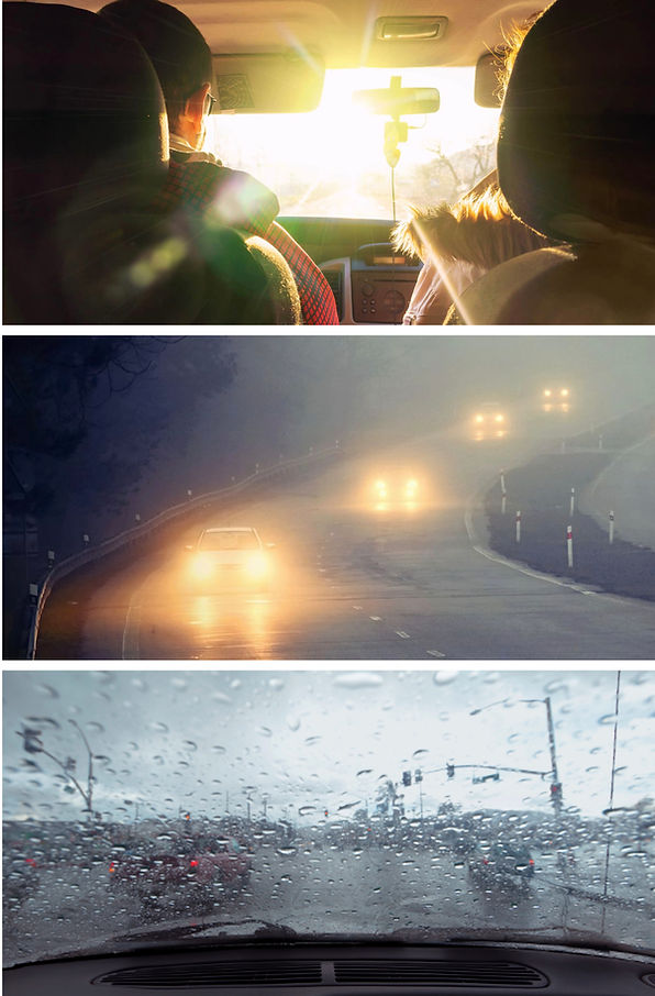 Driving vision in different lighting and weather conditions 