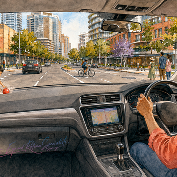 NSW driver approaching a child near a pedestrian crossing in Green Square, Sydney