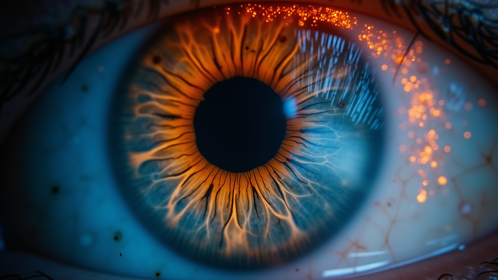 Close-up view of retinal imaging scan showing detailed layers of the retina