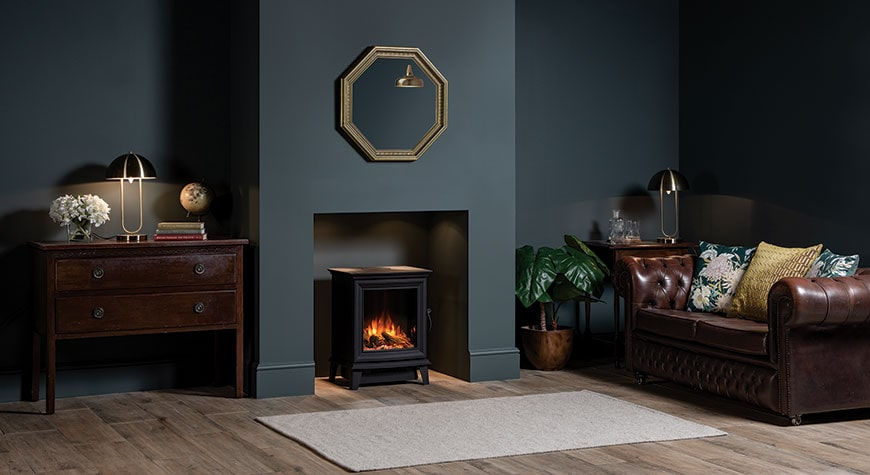 Thumbnail: Gaza Chesterfield 5 Electric Stove in fireplace