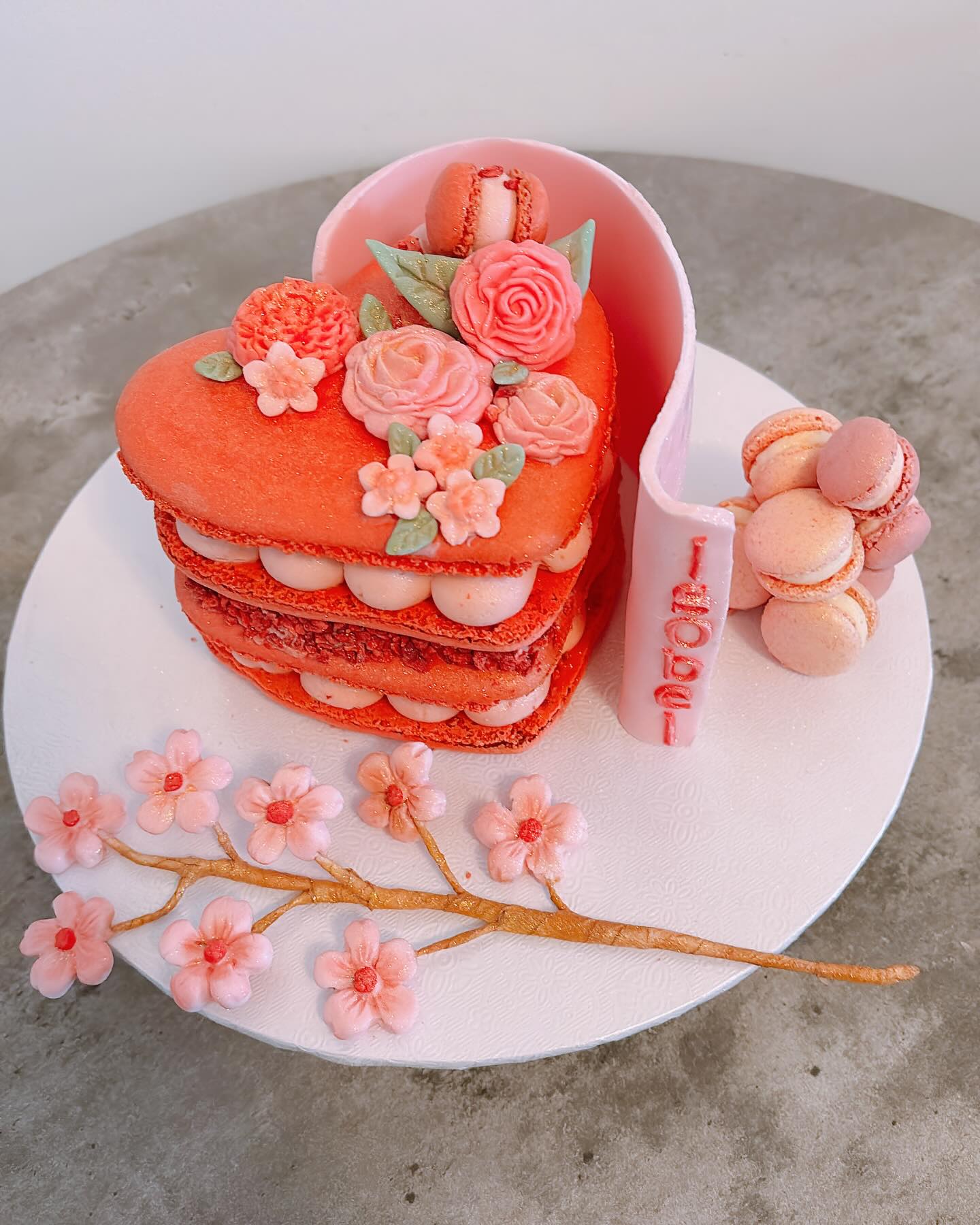 Loveheart Macaron Cake