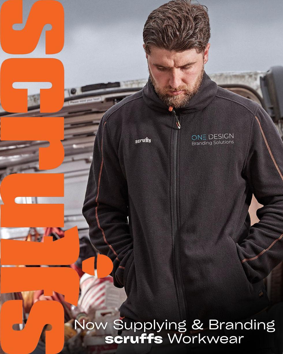 One Design Scruffs Workwear Branded Embroidery DTF Print