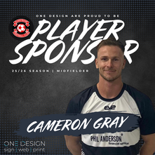 Cameron Gray Sunnybank FC One Design Player Sponsor