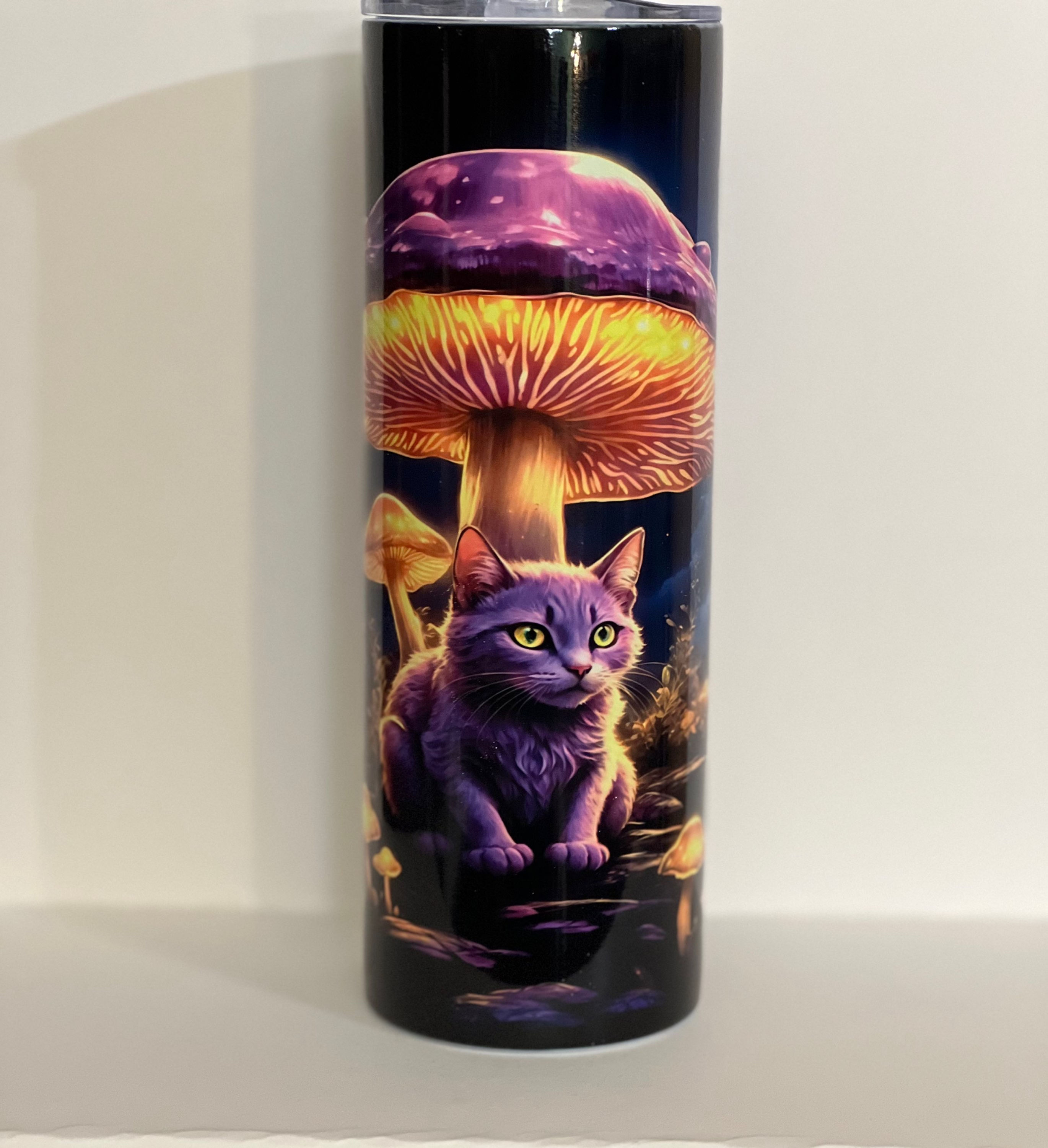 Cat Under The Purple Mushroom Tumbler