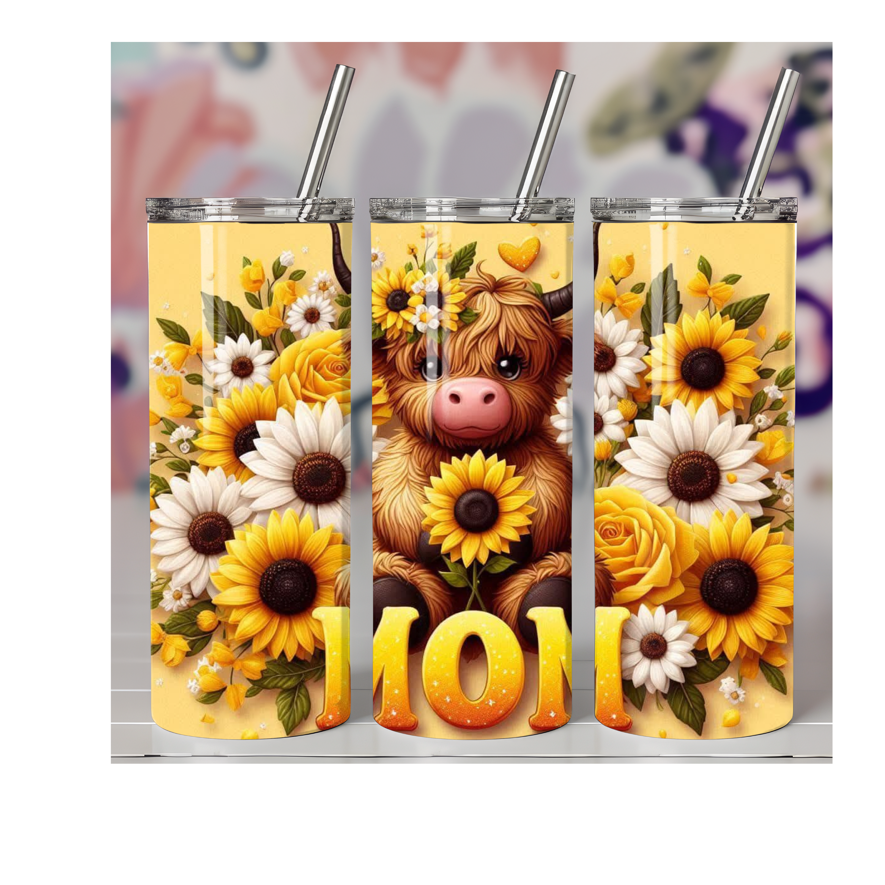 HL Cow With Sunflowers Mom Tumbler
