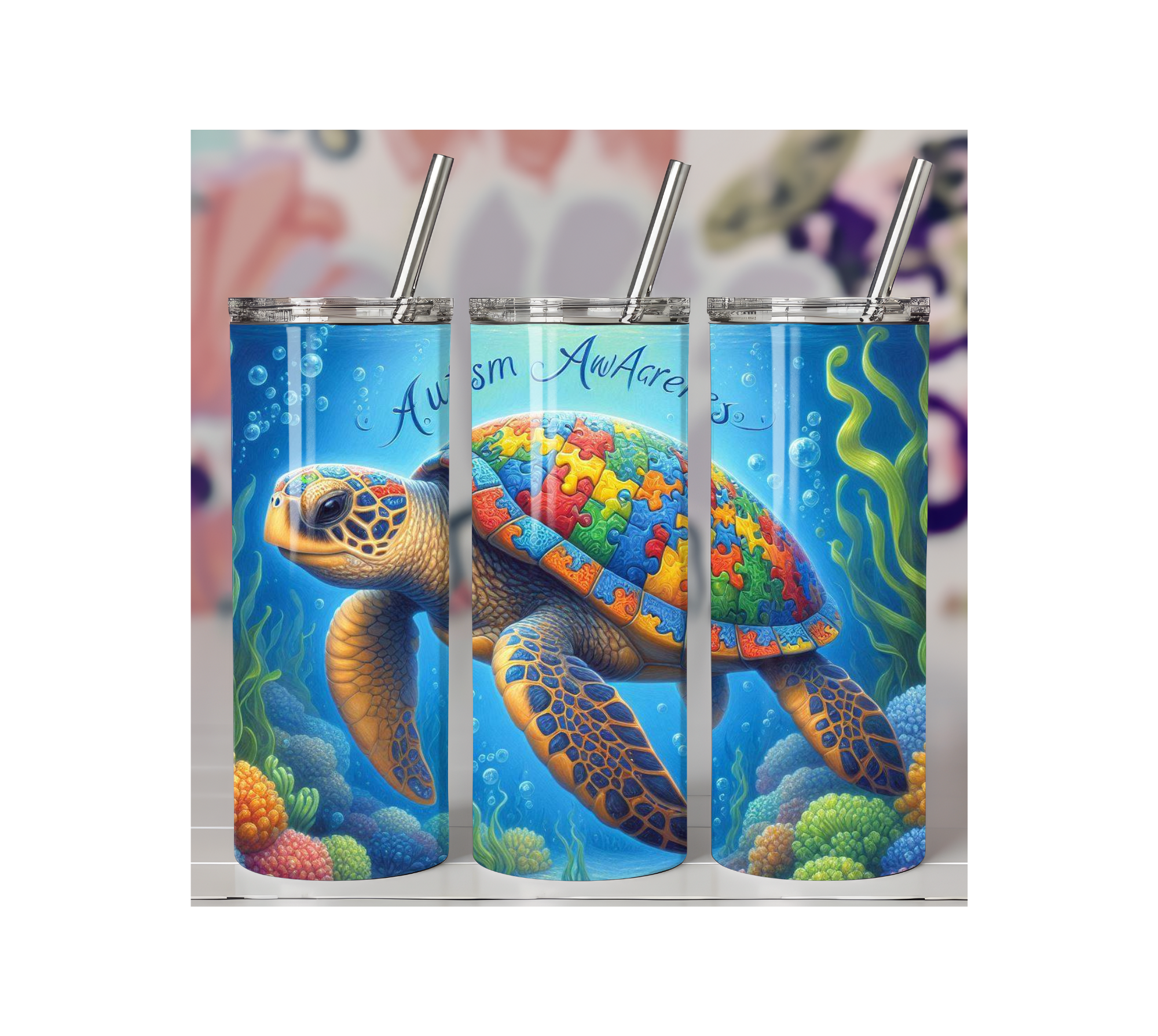 Autism Awareness Turtle Tumbler