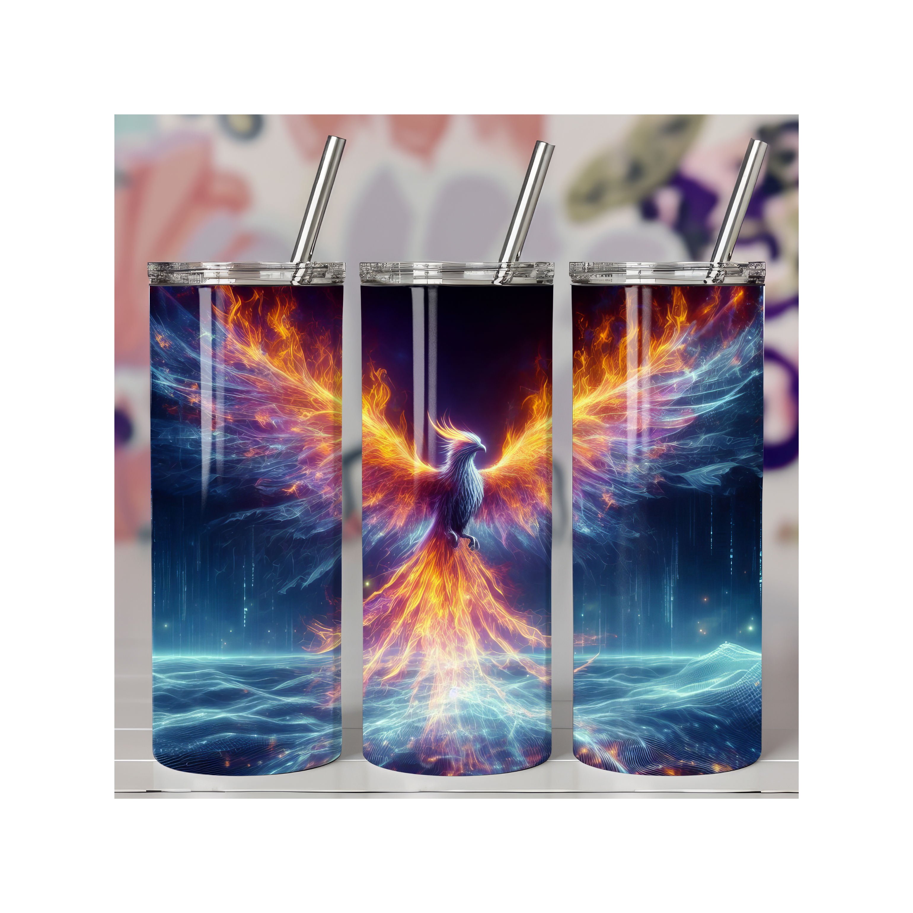 Colorful Pheonix Tumbler