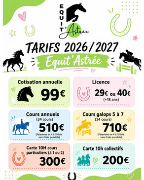 Inscriptions et tarifs 2026 / 2027