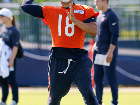 Jul 29, 2026; Lake Forest, IL, USA; Chicago Bears quarterback Caleb Williams (18) looks to pass the ball during Training Camp at Halas Hall. Mandatory Credit: Kamil Krzaczynski-Imagn Images