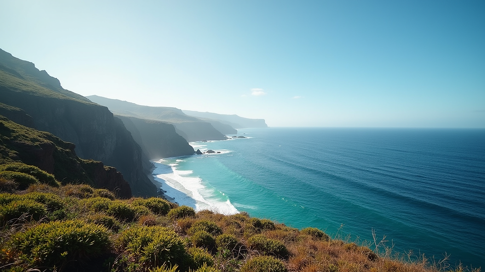 Wide angle view of the beautiful coastline of Madeira