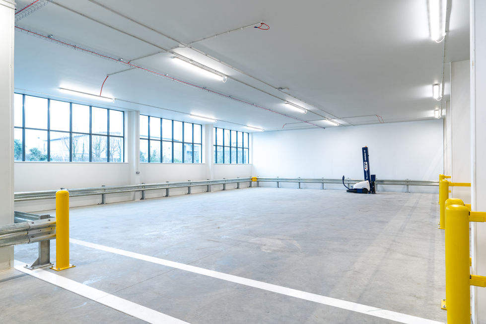 Large operational room with perimeter crash barriers and windows