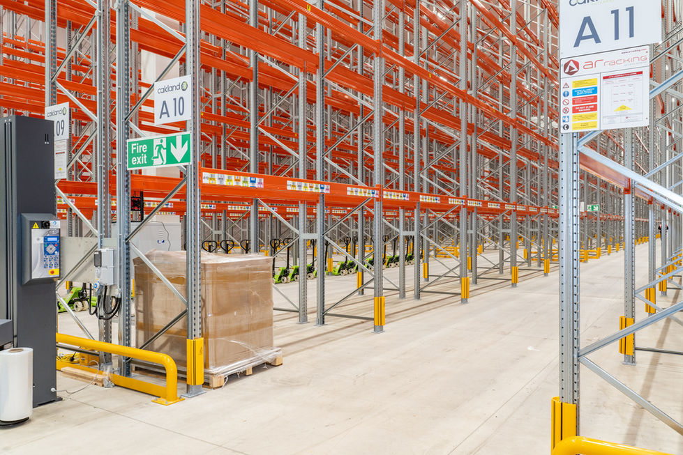 High bay pallet racking inside temperature controlled warehouse facility