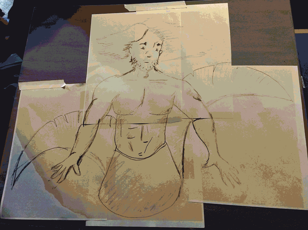progressofm.gif a progressive frame animated gif showing the evolution of a painting from sketch to finish of a merman