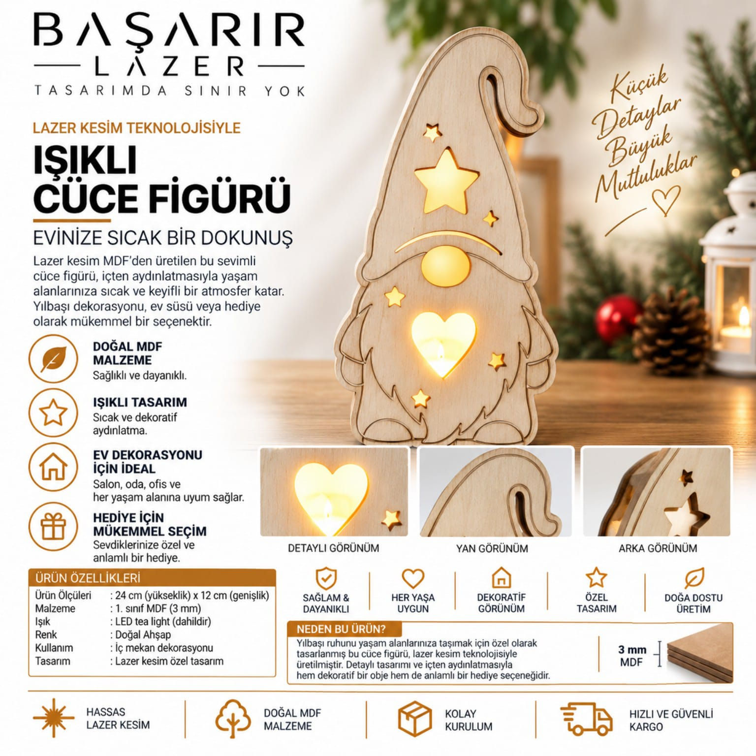 Işıklı Cüce Figürü – Yılbaşı Dekorasyonu