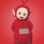 The Red Teletubby Po with a grey tummy and a circular antenna