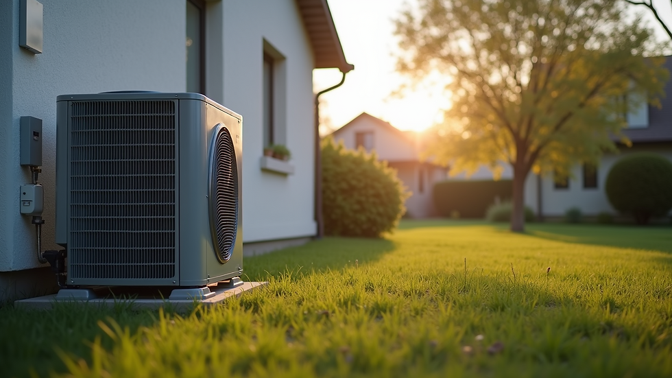 Eye-level view of a modern HVAC unit installed outside a residential home