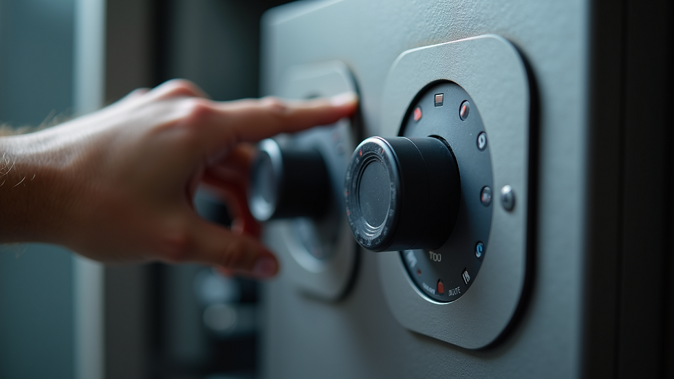 Close-up view of a heating system control panel being serviced