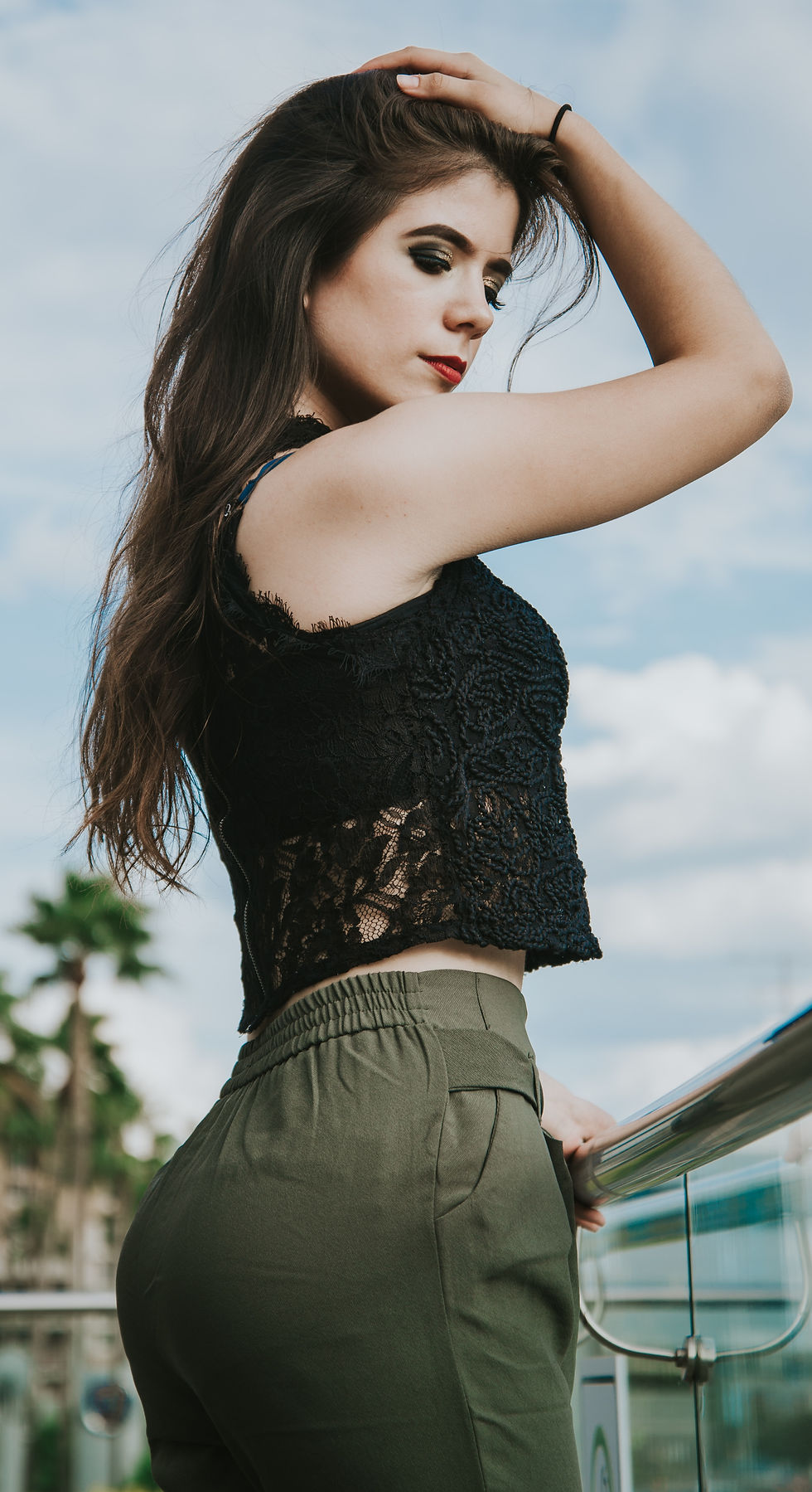 Girl looking over her shoulder
