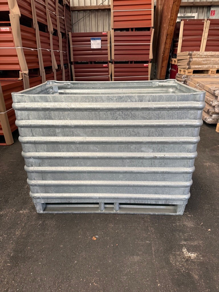 Miniaturbild: Materialbox verzinkt, abgerundeten Ecken, stapelbar, LxBxH 1200 x 800 x 930 mm