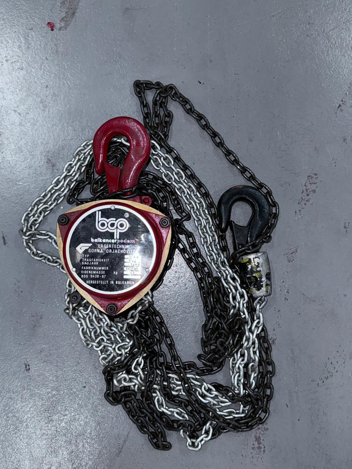 Handkettenzug mit Lastkette und Haken, Tragkraft 500 kg