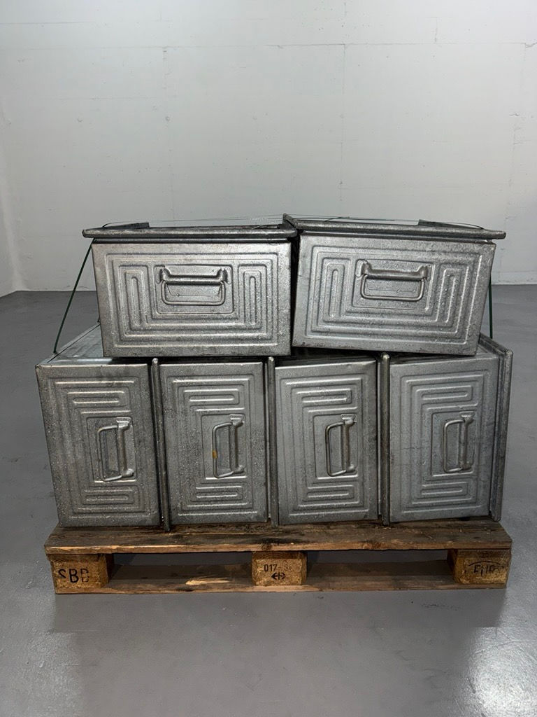 6er-Set LAGER-FIX 1, Metall-Sichtlagerkästen verzinkt, Industrie-Stapelbehälter