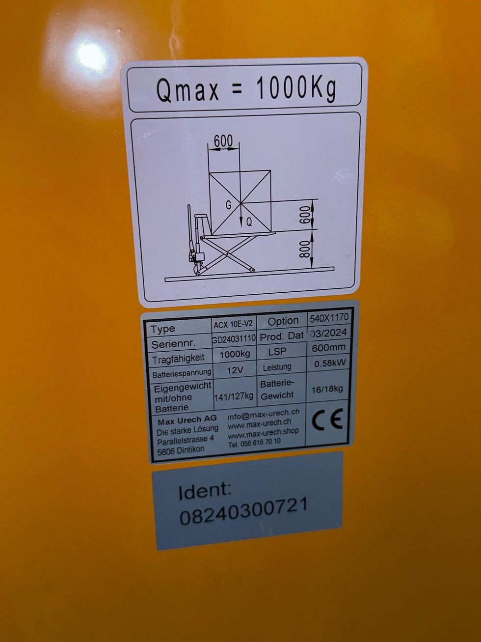 Miniature : Elektro-Scherenhubwagen, Gabellänge 1180 mm