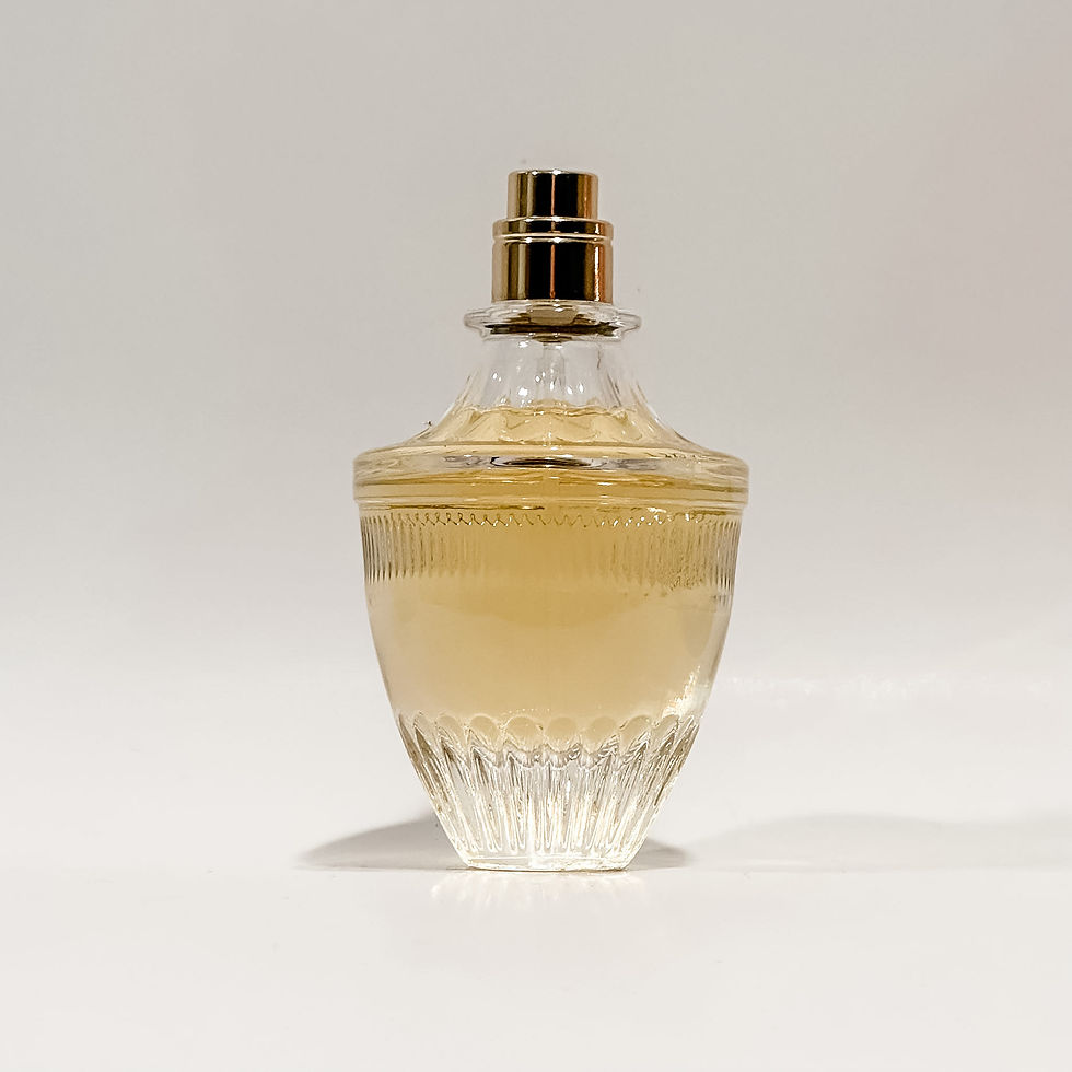 Vintage ribbed glass fragrance spray bottle