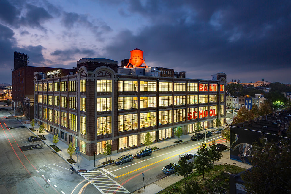 Baltimore Design School at Night