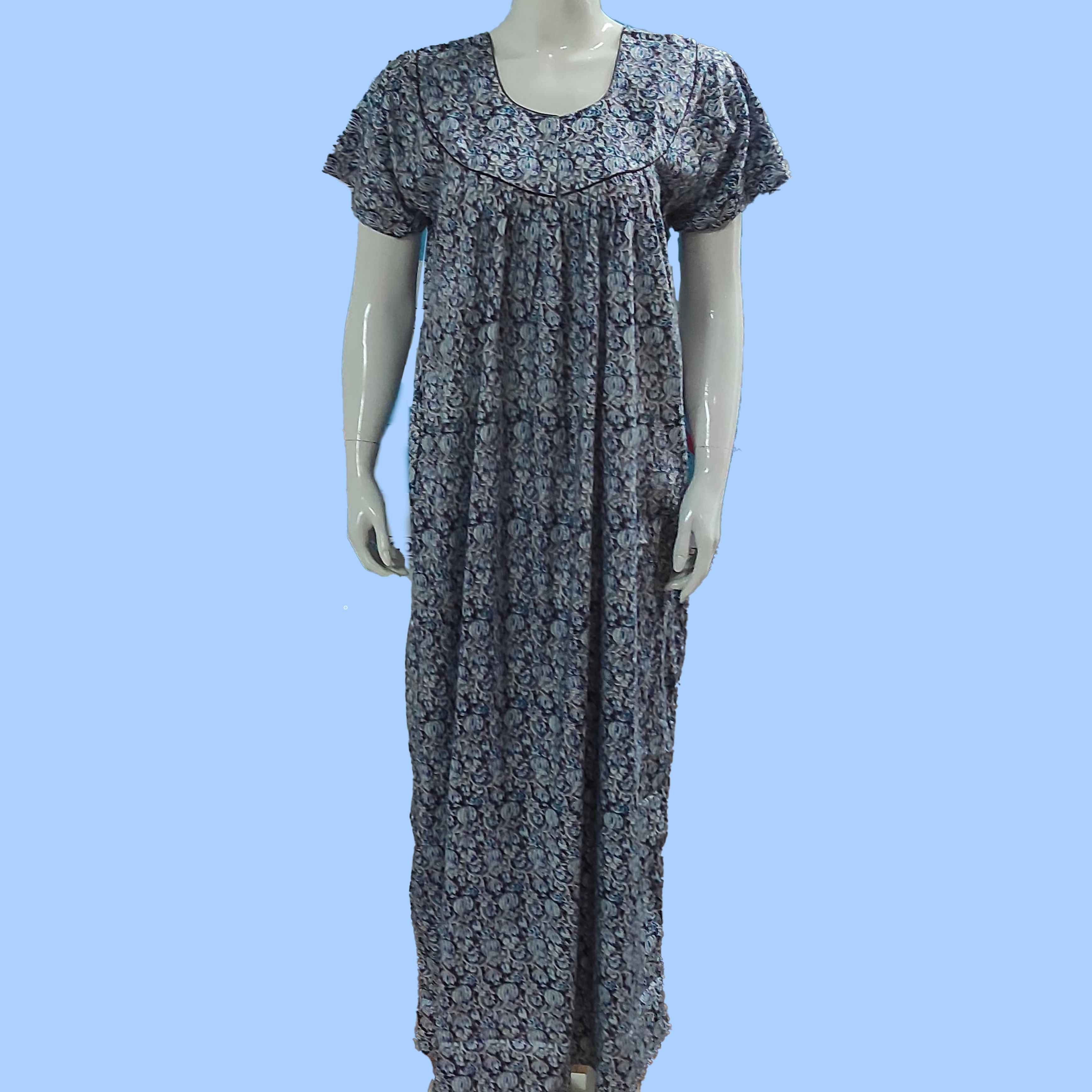 Vibrant Aash & White Colour Printed Cotton Nighty