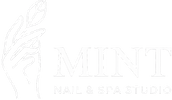 Mint Nail & Spa Studio logo showing a hand holding a leaf