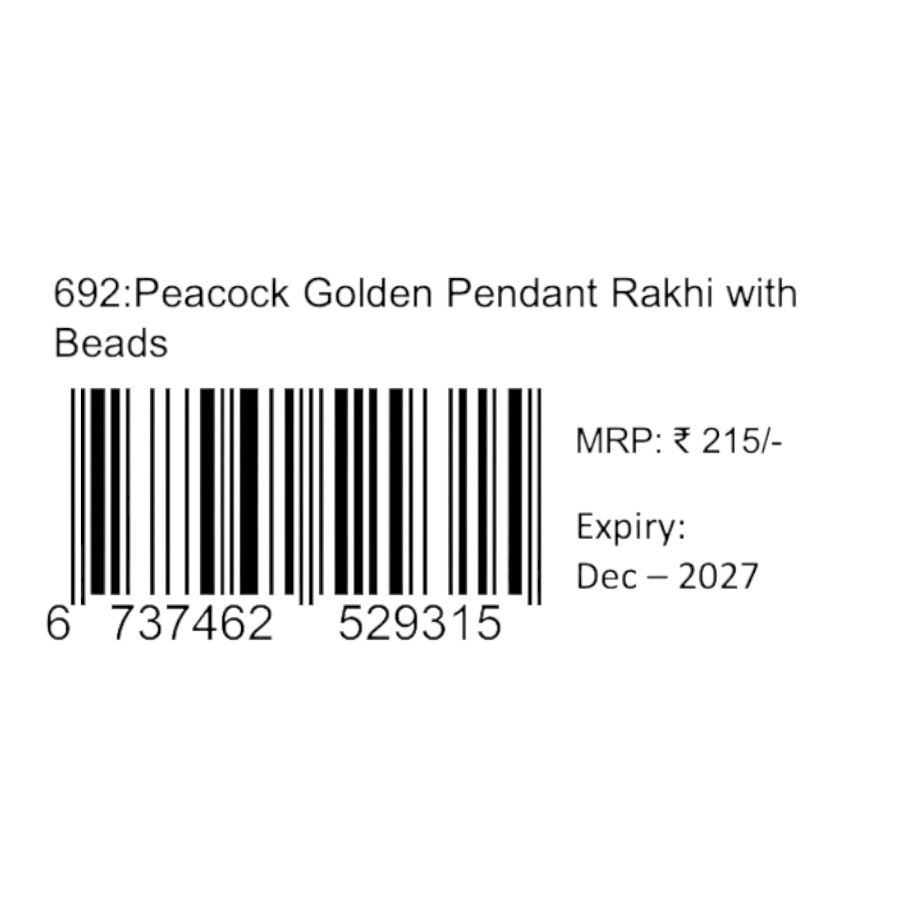 Thumbnail: Peacock Golden Pendant Rakhi with Beads
