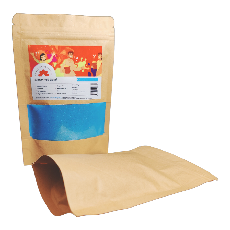 Thumbnail: Glitter Organic Herbal Holi Colour - Blue 100grams