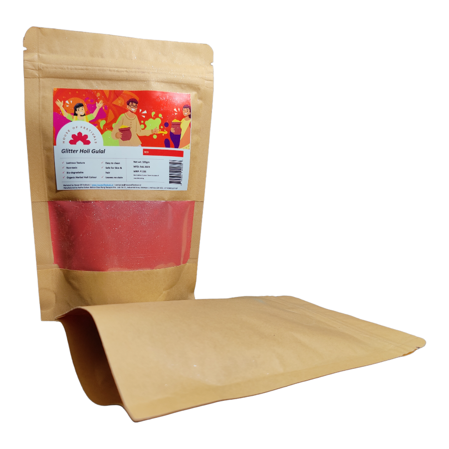 Thumbnail: Glitter Organic Herbal Holi Colour - Red 100grams