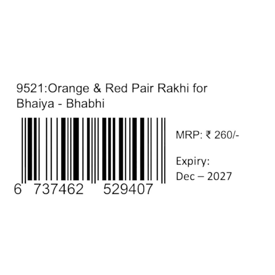 Thumbnail: Orange & Red Pair Rakhi for Bhaiya - Bhabhi