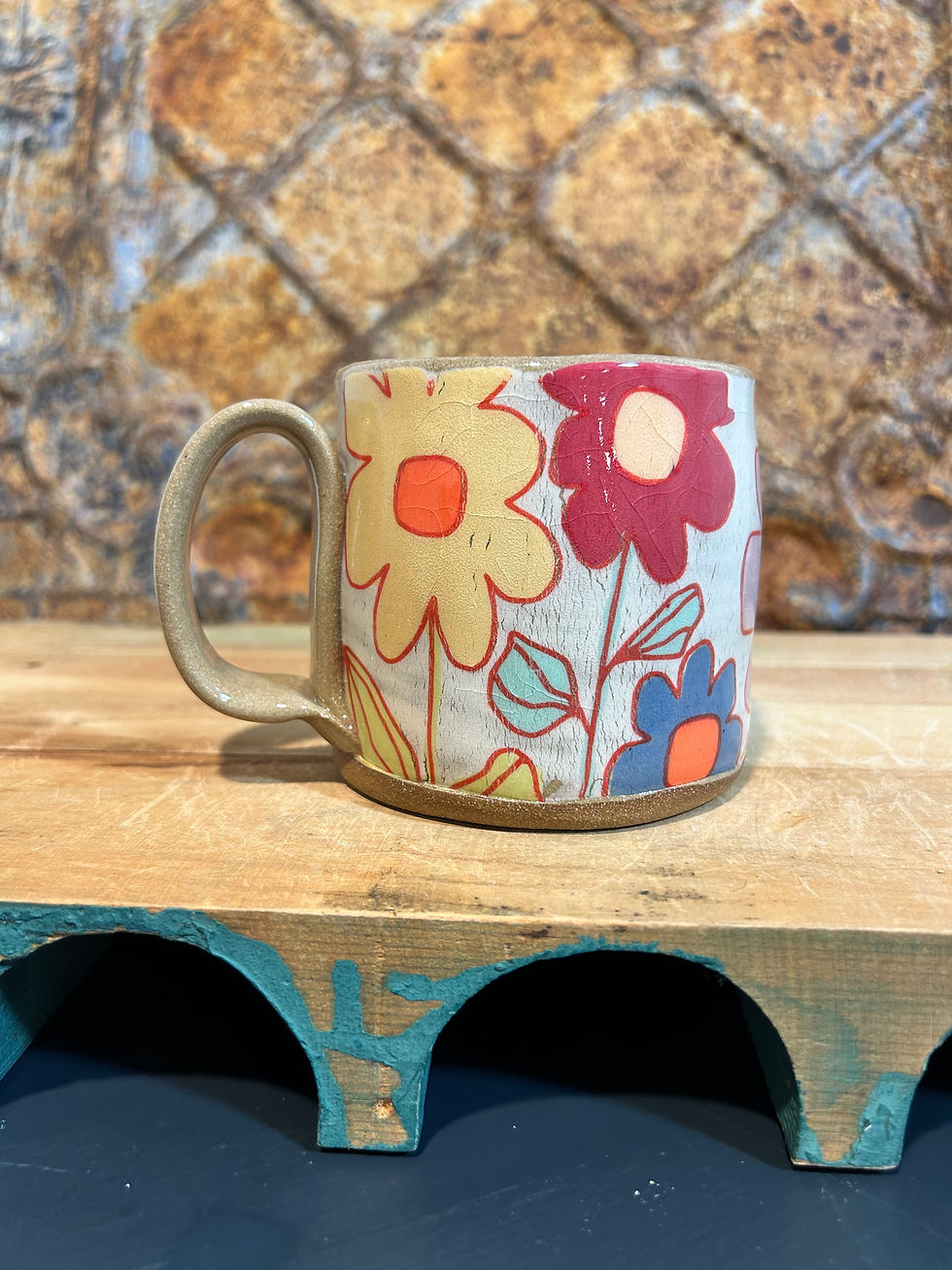 Thumbnail: 16 oz Mug bright flowers on white