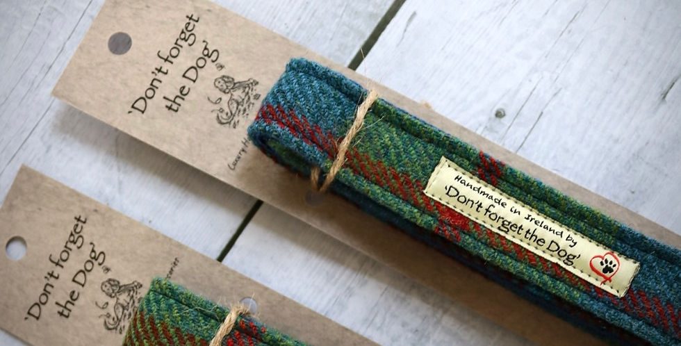 Thumbnail: Blue Windowpane Overcheck Tweed Matching Dog Lead