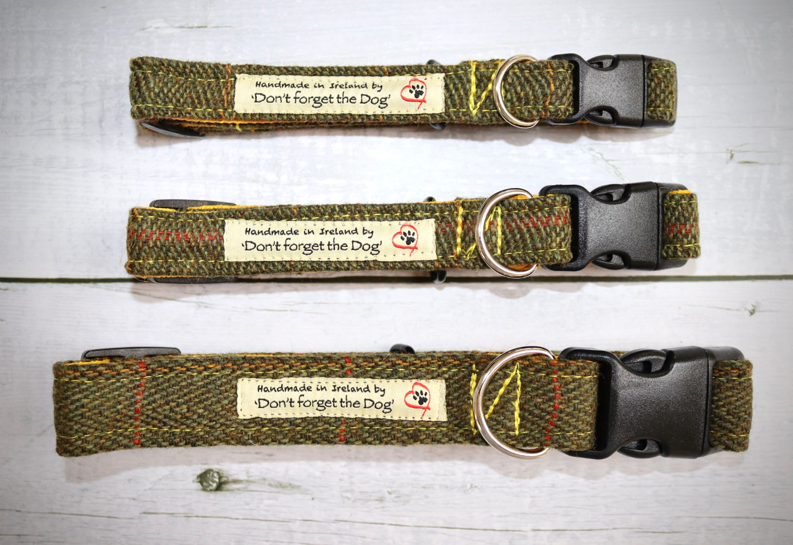 Green & Yellow Windowpane Tweed Collar Plastic Buckle