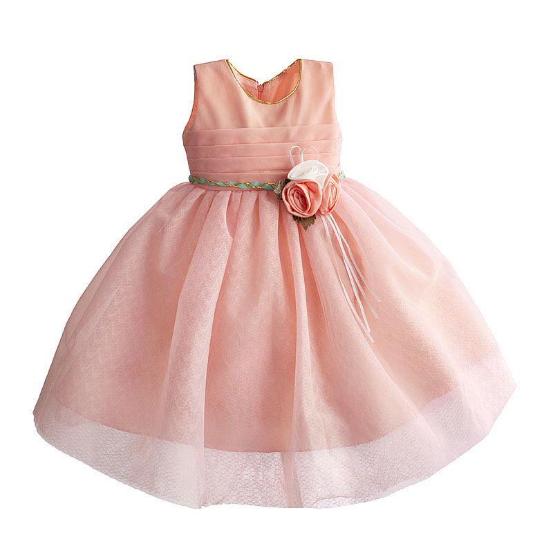 Thumbnail: Flower Girl Dress Princess Wedding Sleeveless Rope Sashes Bow Lace Tulle Dresses